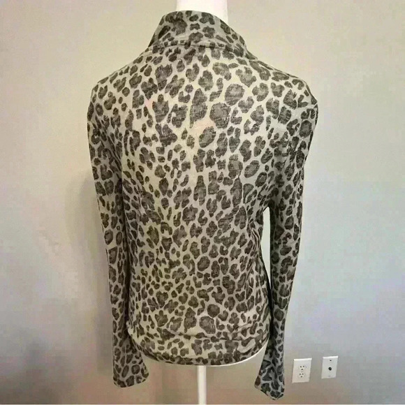 Topshop Nordstrom Animal Print Long Sleeve Mock Turtleneck Size 6 - Picture 2 of 10